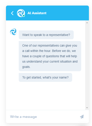 Continuant website screenshot of chat