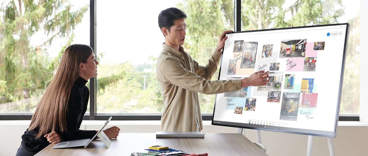Man using Surface Hub 2S